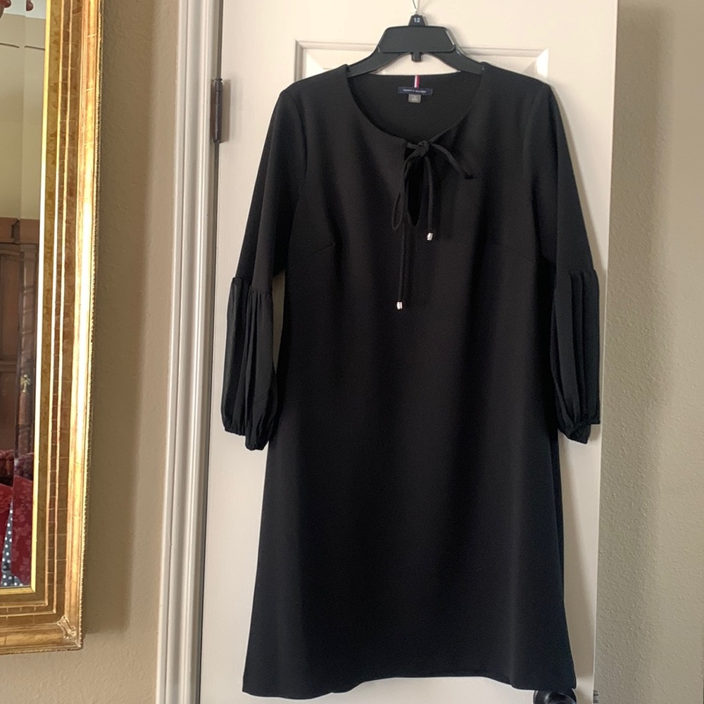 Black dress, knee length
